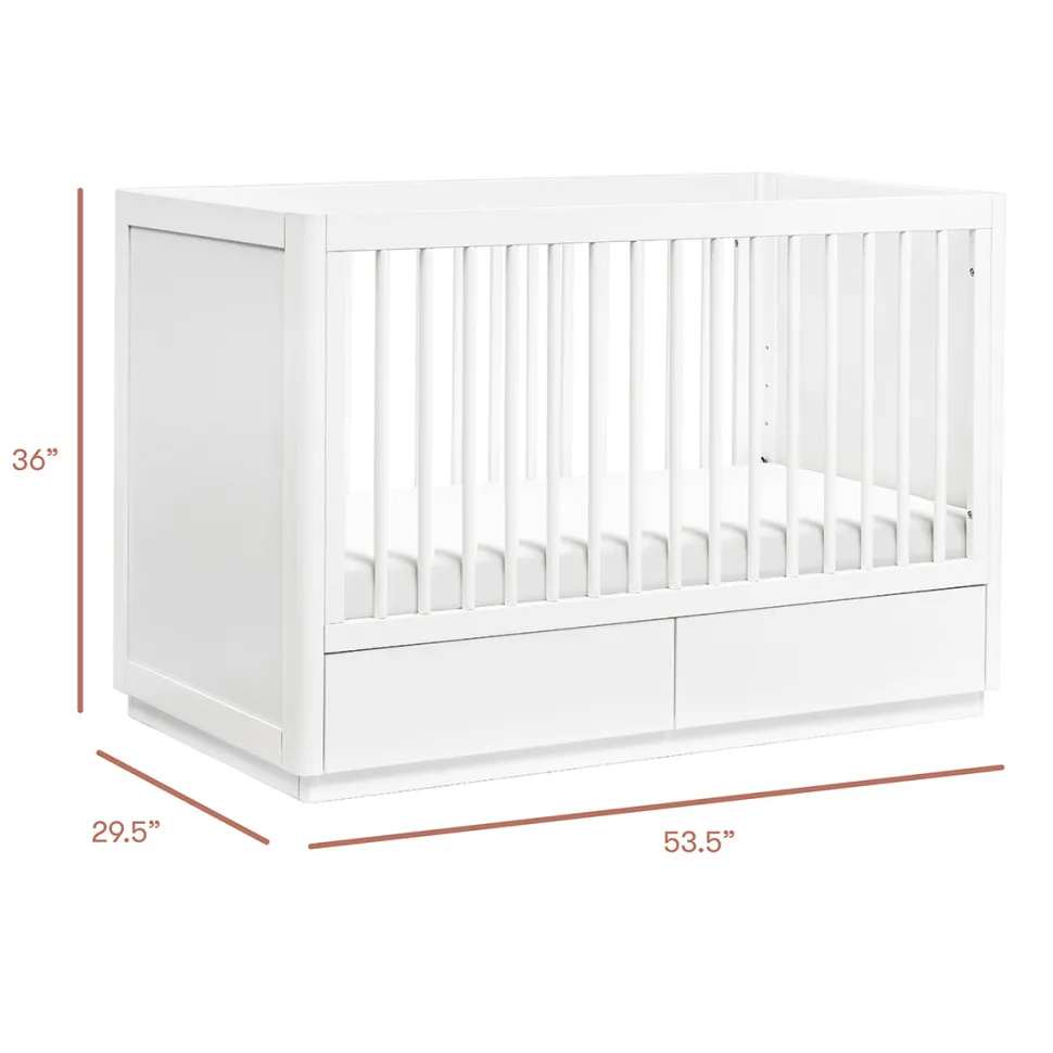 Babyletto Bento 3-in-1 Convertible Storage Crib w/ Toddler Bed Conversion Kit - White