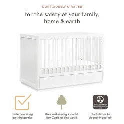 Babyletto Bento 3-in-1 Convertible Storage Crib w/ Toddler Bed Conversion Kit - White
