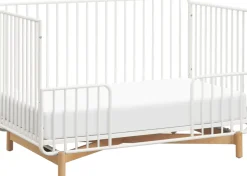 Babyletto Bixby Metal Crib with Toddler Bed Conversion Kit - Warm White / Natural Beech