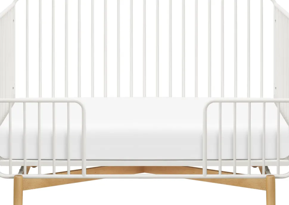 Babyletto Bixby Metal Crib with Toddler Bed Conversion Kit - Warm White / Natural Beech