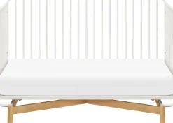 Babyletto Bixby Metal Crib with Toddler Bed Conversion Kit - Warm White / Natural Beech