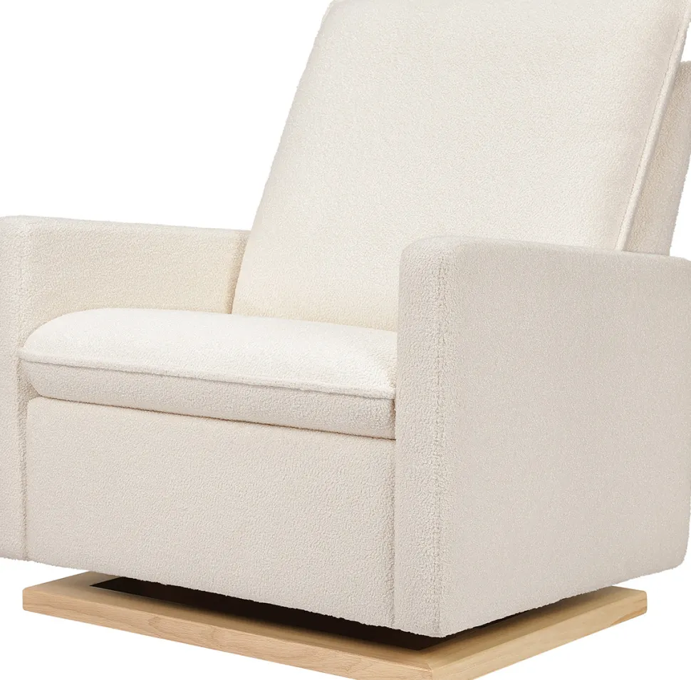 Babyletto Cali Pillowback Chair and a Half Glider - Chantilly Sherpa w/ Light Wood Base