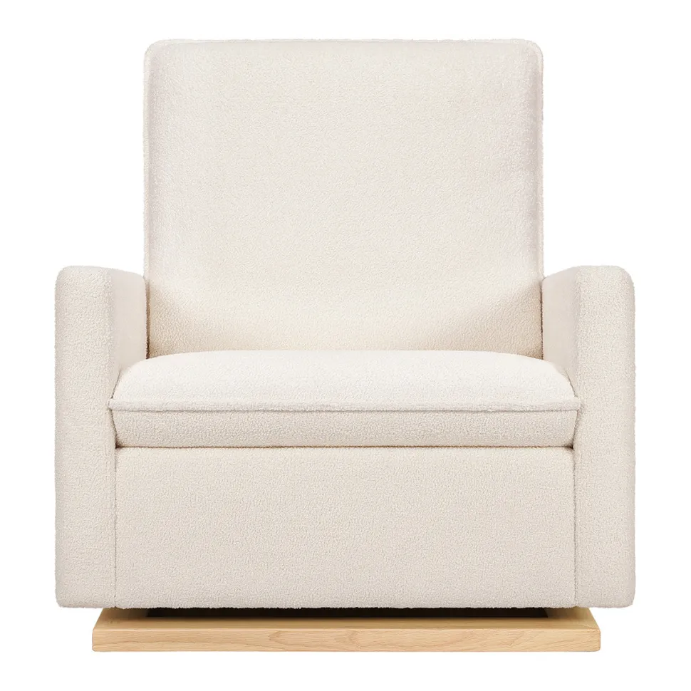 Babyletto Cali Pillowback Chair and a Half Glider - Chantilly Sherpa w/ Light Wood Base