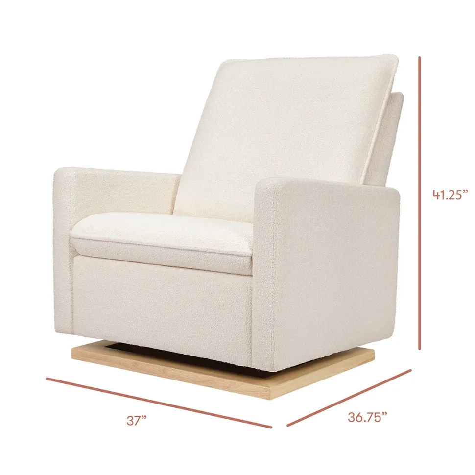 Babyletto Cali Pillowback Chair and a Half Glider - Chantilly Sherpa w/ Light Wood Base