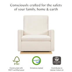 Babyletto Cali Pillowback Chair and a Half Glider - Chantilly Sherpa w/ Light Wood Base