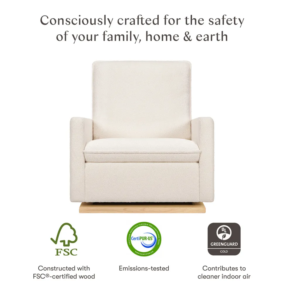 Babyletto Cali Pillowback Chair and a Half Glider - Chantilly Sherpa w/ Light Wood Base