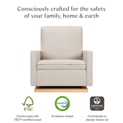 Babyletto Cali Pillowback Chair and a Half Glider - Performance Beach Eco-Weave w/ Light Wood Base