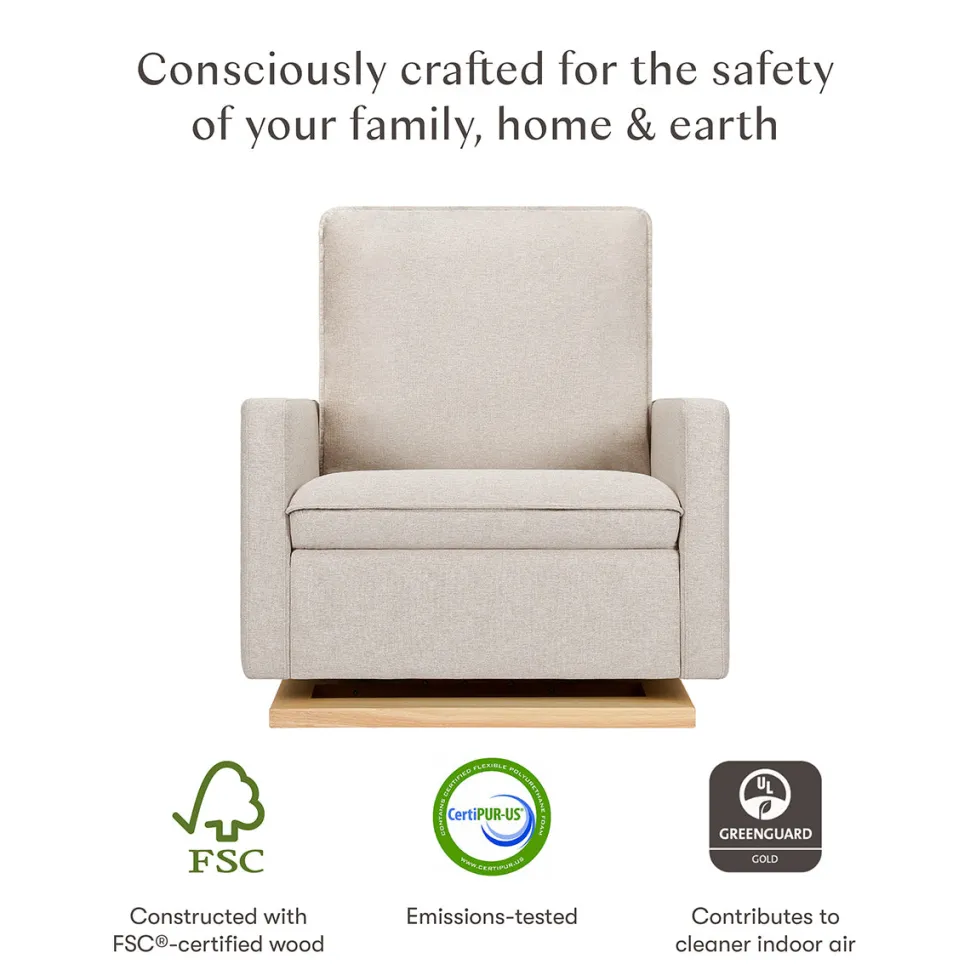 Babyletto Cali Pillowback Chair and a Half Glider - Performance Beach Eco-Weave w/ Light Wood Base