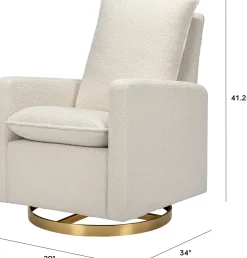 Babyletto Cali Pillowback Swivel Glider - Ivory Boucle w/ Gold Base