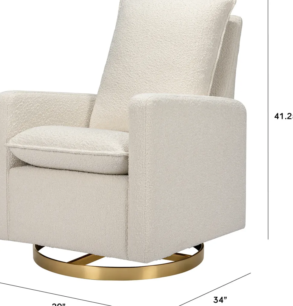 Babyletto Cali Pillowback Swivel Glider - Ivory Boucle w/ Gold Base