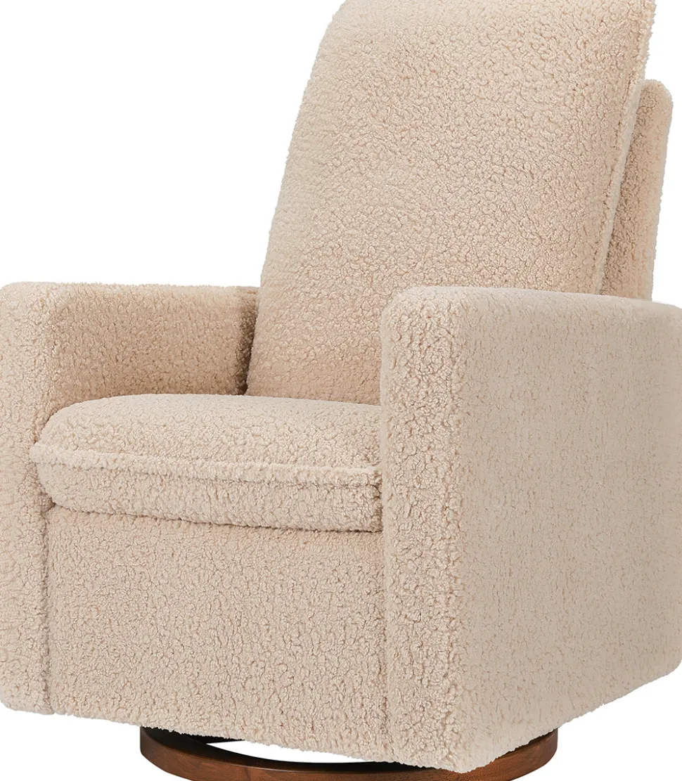 Babyletto Cali Pillowback Swivel Glider - Chai Shearling w/Dark Wood Base