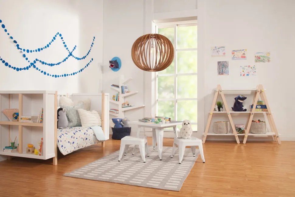 BabyLetto Dottie Bookcase In White and Washed Natural Finish