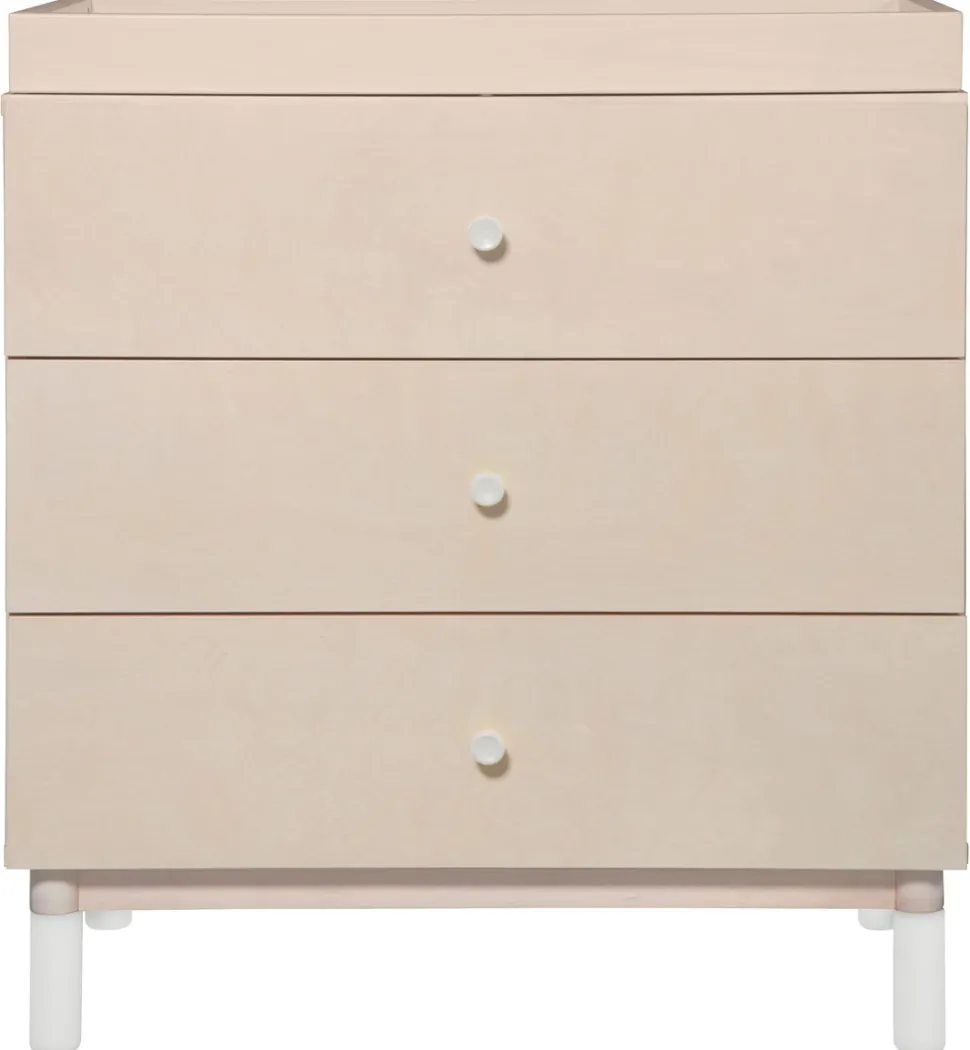 Babyletto Gelato 3-Drawer Changer Dresser, White Color Feet w/Removable Changing Tray In Washed Natural