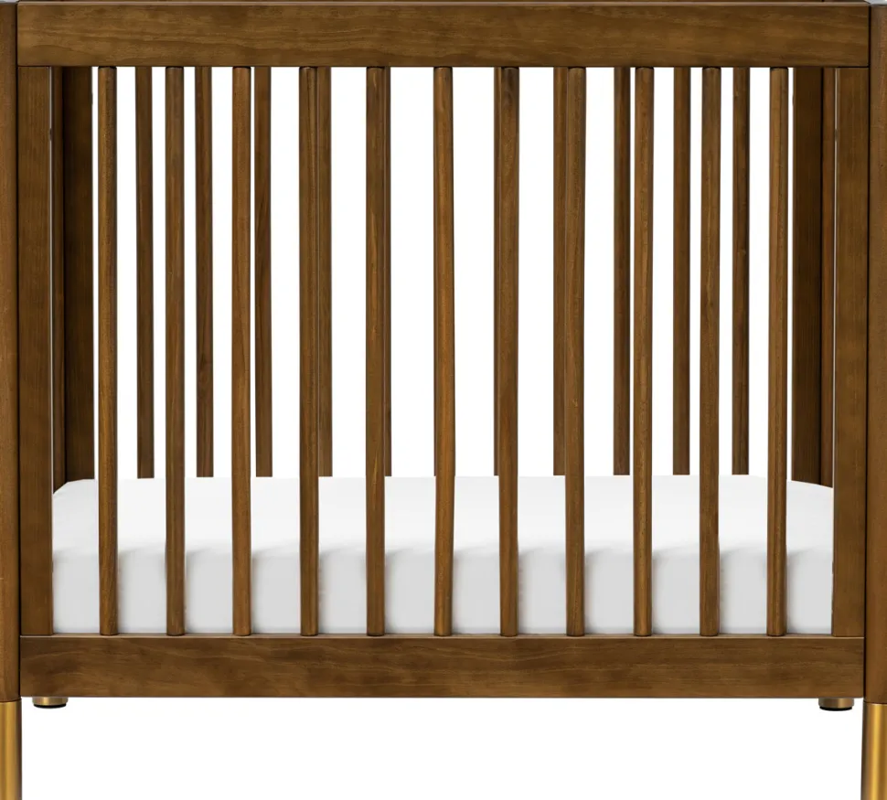 Babyletto Gelato 4-in-1 Convertible Mini Crib - Natural Walnut & Gold Feet