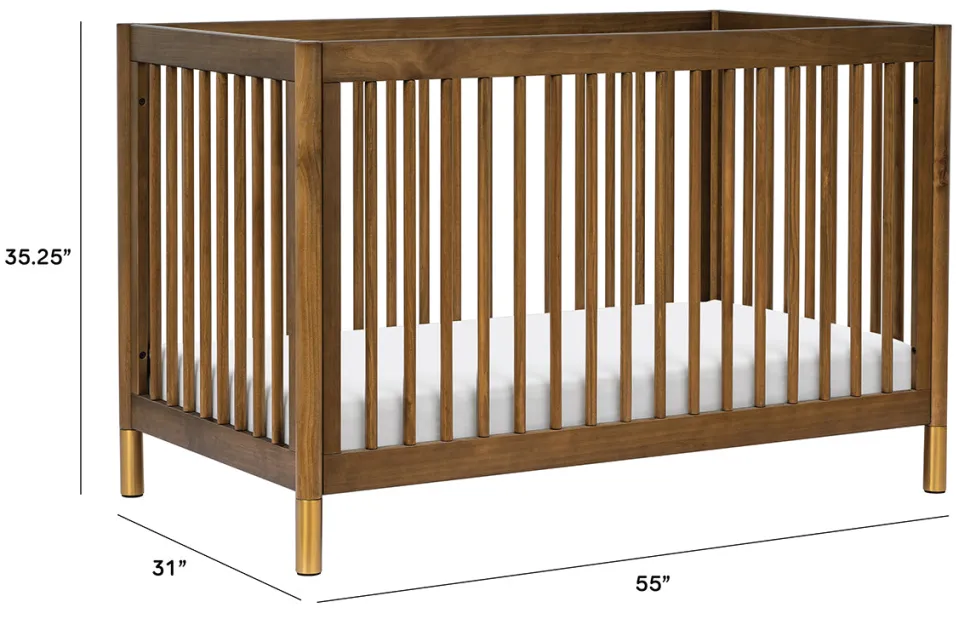 Babyletto Gelato 4-in-1 Convertible Crib w/Toddler Bed Conversion Kit - Natural Walnut & Gold Feet