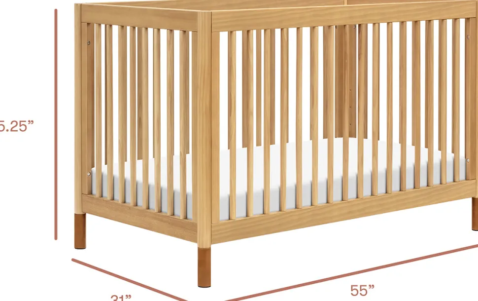 Babyletto Gelato 4-in-1 Convertible Crib w/Toddler Bed Conversion Kit - Honey w/Vegan Tan Leather Feet