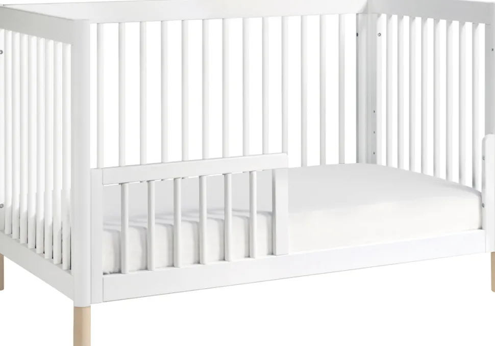 Babyletto Gelato 4-in-1 Convertible Crib w/Toddler Bed Conversion Kit - White w/ Washed Natural Feet