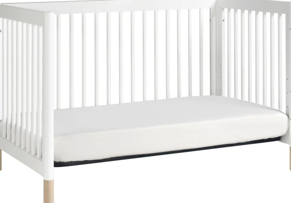 Babyletto Gelato 4-in-1 Convertible Crib w/Toddler Bed Conversion Kit - White w/ Washed Natural Feet