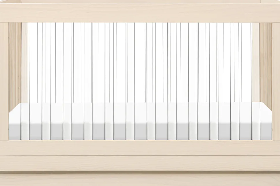 Babyletto Harlow Acrylic 3-in-1 Convertible Crib w/Toddler Bed Conversion Kit - Washed Natural / Acrylic