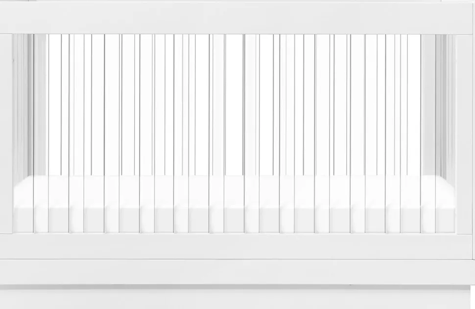 Babyletto Harlow Acrylic 3-in-1 Convertible Crib w/Toddler Bed Conversion Kit - White / Acrylic