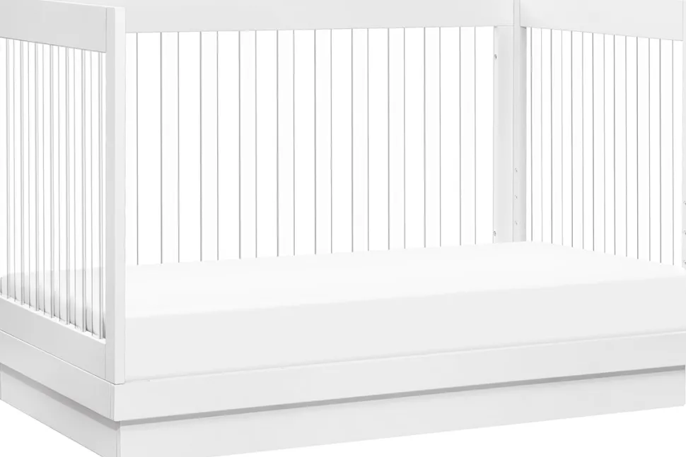 Babyletto Harlow Acrylic 3-in-1 Convertible Crib w/Toddler Bed Conversion Kit - White / Acrylic
