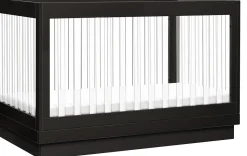 Babyletto Harlow Acrylic 3-in-1 Convertible Crib w/Toddler Bed Conversion Kit - Black / Acrylic