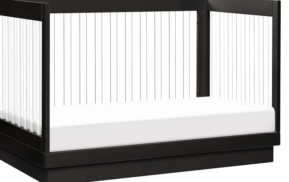 Babyletto Harlow Acrylic 3-in-1 Convertible Crib w/Toddler Bed Conversion Kit - Black / Acrylic