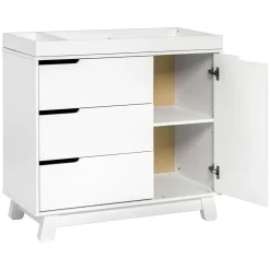 Babyletto Hudson 3-Drawer Changer Dresser, KD w/Removable Changing Tray In White