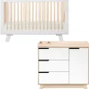 Babyletto Hudson 3-in-1 Convertible Crib + 3-Drawer Changer Dresser Bundle - White / Washed Natural