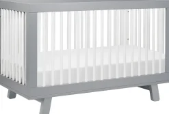 Babyletto Hudson 3-in-1 Convertible Crib with Toddler Bed Conversion Kit - Grey/White
