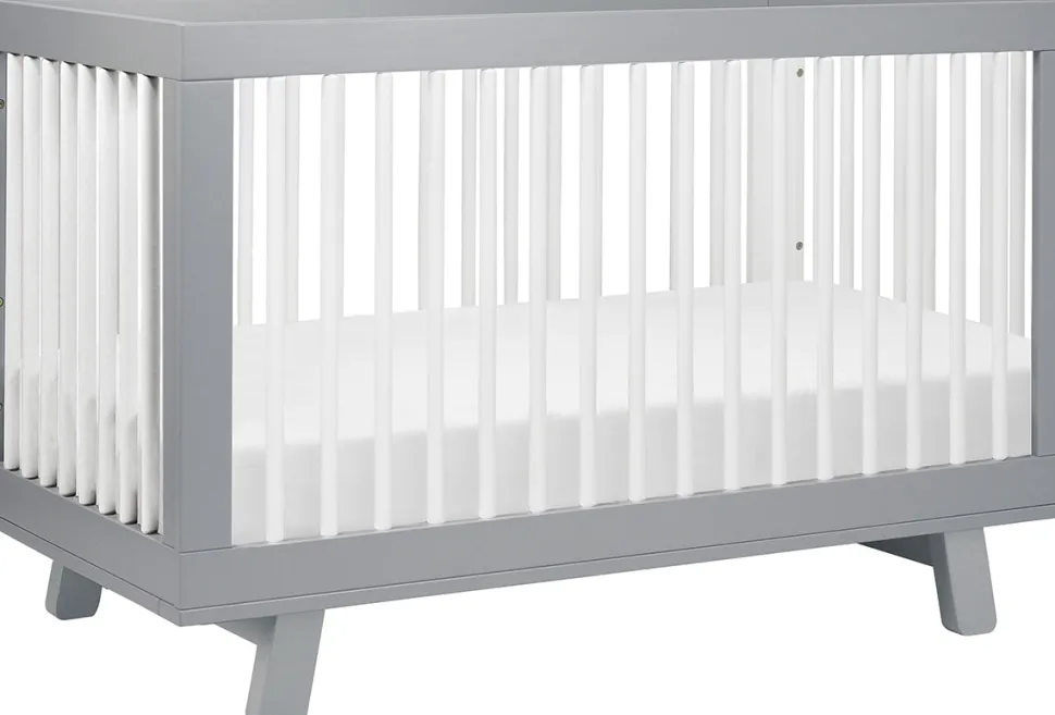 Babyletto Hudson 3-in-1 Convertible Crib with Toddler Bed Conversion Kit - Grey/White