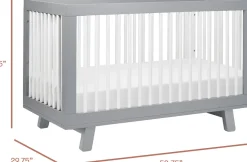 Babyletto Hudson 3-in-1 Convertible Crib with Toddler Bed Conversion Kit - Grey/White