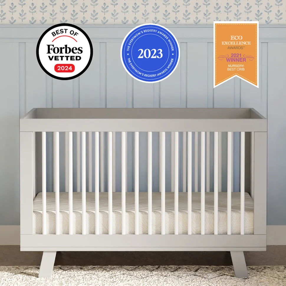 Babyletto Hudson 3-in-1 Convertible Crib with Toddler Bed Conversion Kit - Grey/White