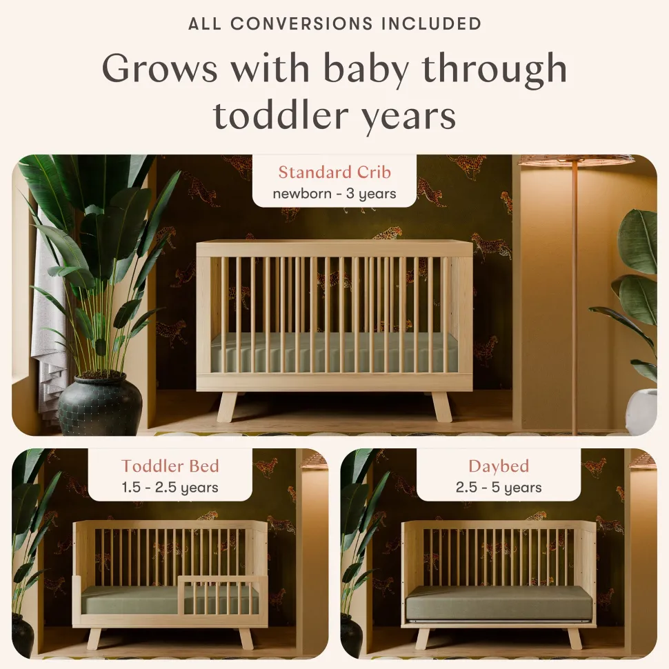 Babyletto Hudson 3-in-1 Convertible Crib with Toddler Bed Conversion Kit - Natural