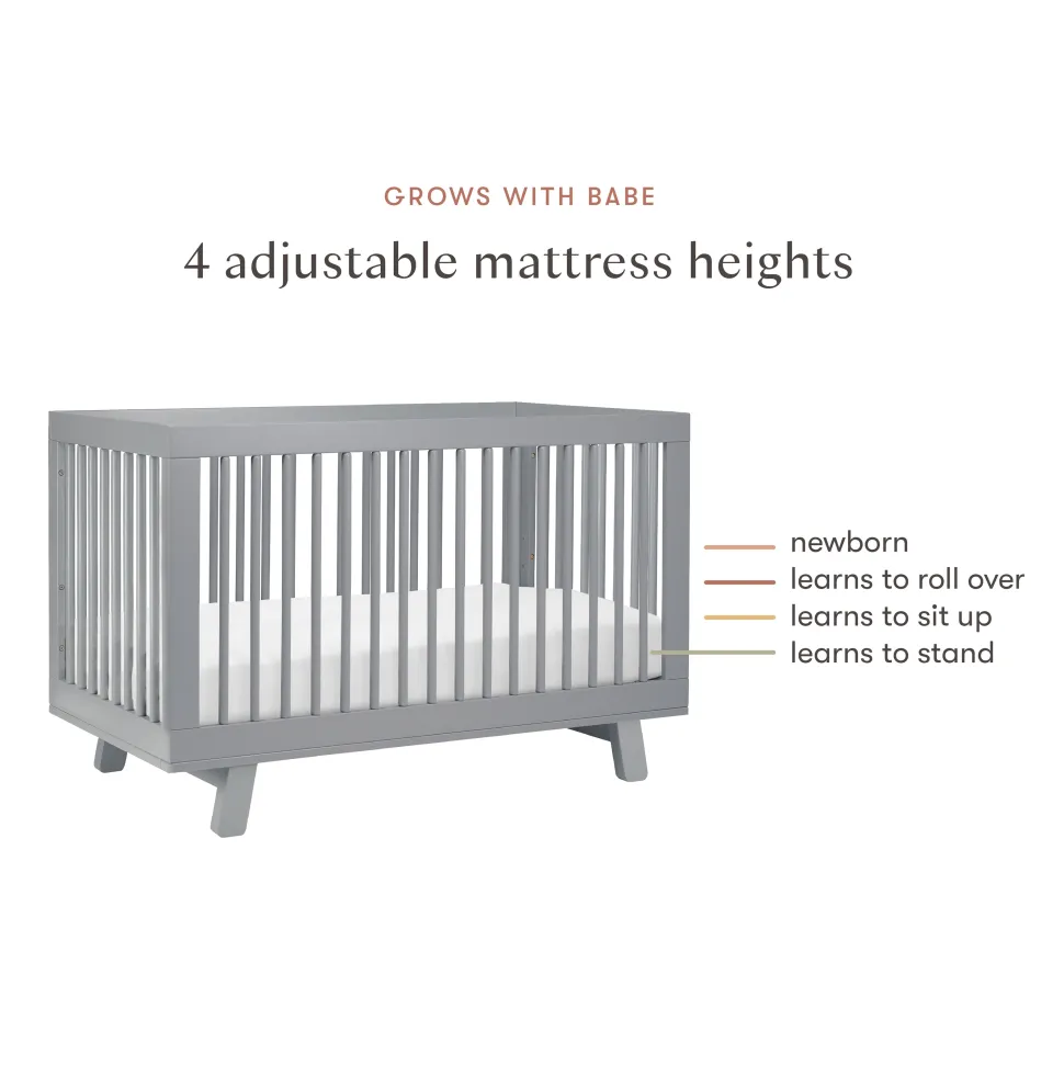 Babyletto Hudson 3-in-1 Convertible Crib with Toddler Bed Conversion Kit - Grey