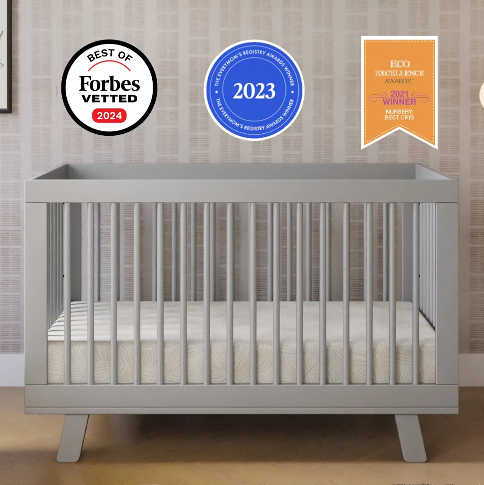 Babyletto Hudson 3-in-1 Convertible Crib with Toddler Bed Conversion Kit - Grey