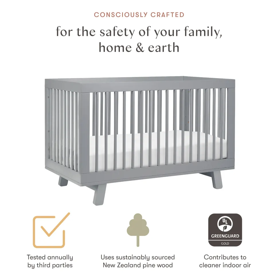 Babyletto Hudson 3-in-1 Convertible Crib with Toddler Bed Conversion Kit - Grey