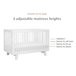 Babyletto Hudson 3-in-1 Convertible Crib with Toddler Bed Conversion Kit - White