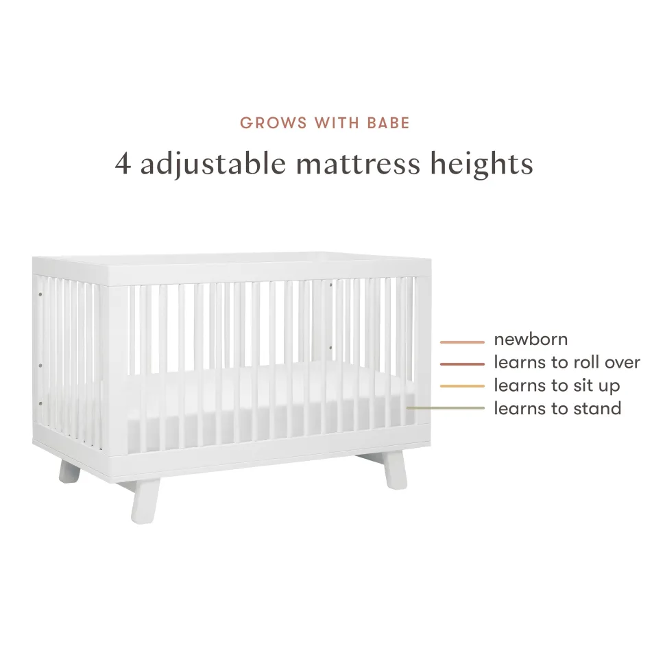 Babyletto Hudson 3-in-1 Convertible Crib with Toddler Bed Conversion Kit - White