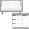 Babyletto Hudson 3-in-1 Convertible Crib + 3-Drawer Changer Dresser Bundle - Grey / White