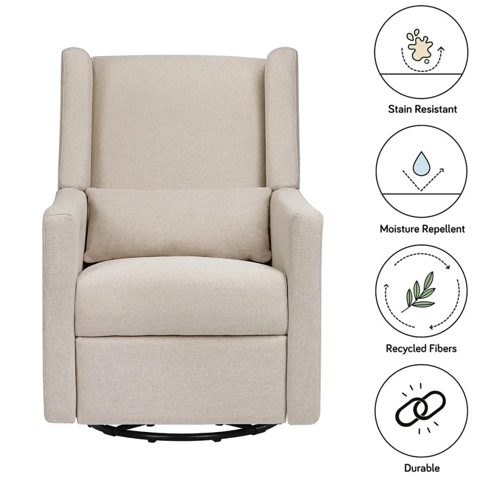 Babyletto Kiwi Electronic Glider Recliner w/ USB - Performance Beach Eco-Weave