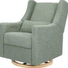 Babyletto Kiwi Electronic Glider Recliner w/ USB - Sage Teddy Loop w/ Light Wood Base