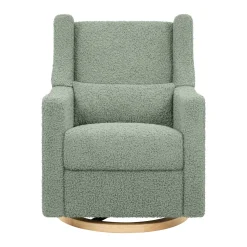 Babyletto Kiwi Electronic Glider Recliner w/ USB - Sage Teddy Loop w/ Light Wood Base