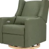 Babyletto Kiwi Electronic Glider Recliner w/ USB - Olive Boucle w/ Light Wood Base