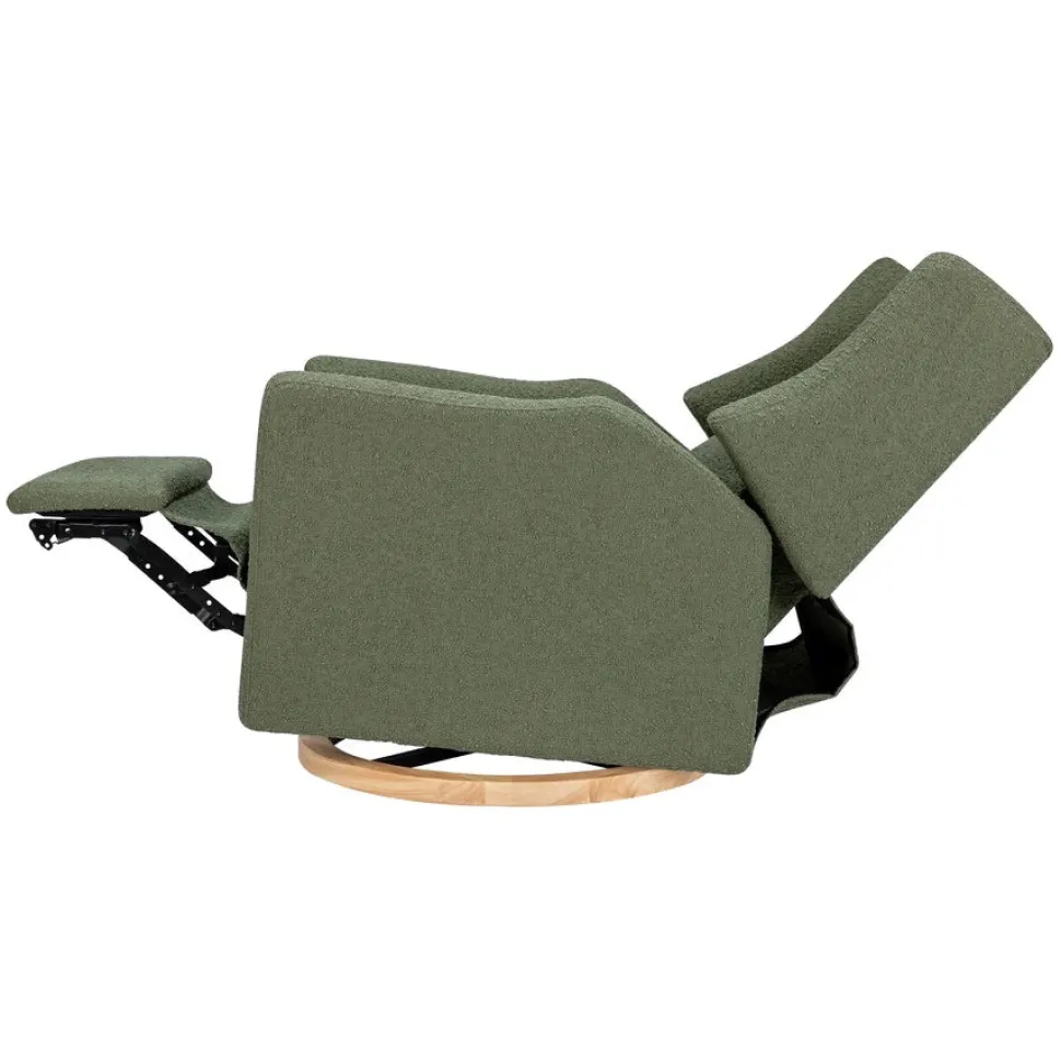 Babyletto Kiwi Electronic Glider Recliner w/ USB - Olive Boucle w/ Light Wood Base
