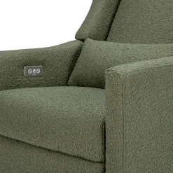 Babyletto Kiwi Electronic Glider Recliner w/ USB - Olive Boucle w/ Light Wood Base