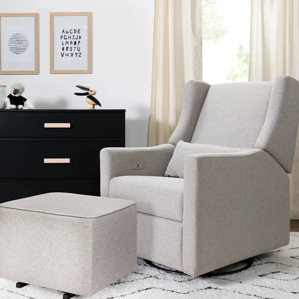 Babyletto Kiwi Electronic Glider Recliner w/ USB - Performance Grey Eco-Weave