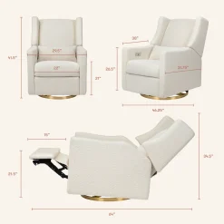 Babyletto Kiwi Electronic Glider Recliner w/ USB - Ivory Boucle w/ Gold Base