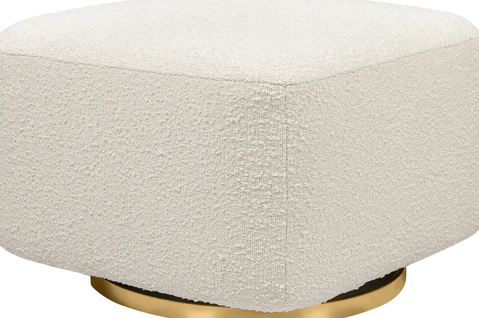 Babyletto Kiwi Gliding Ottoman - Ivory Boucle w/ Gold Base