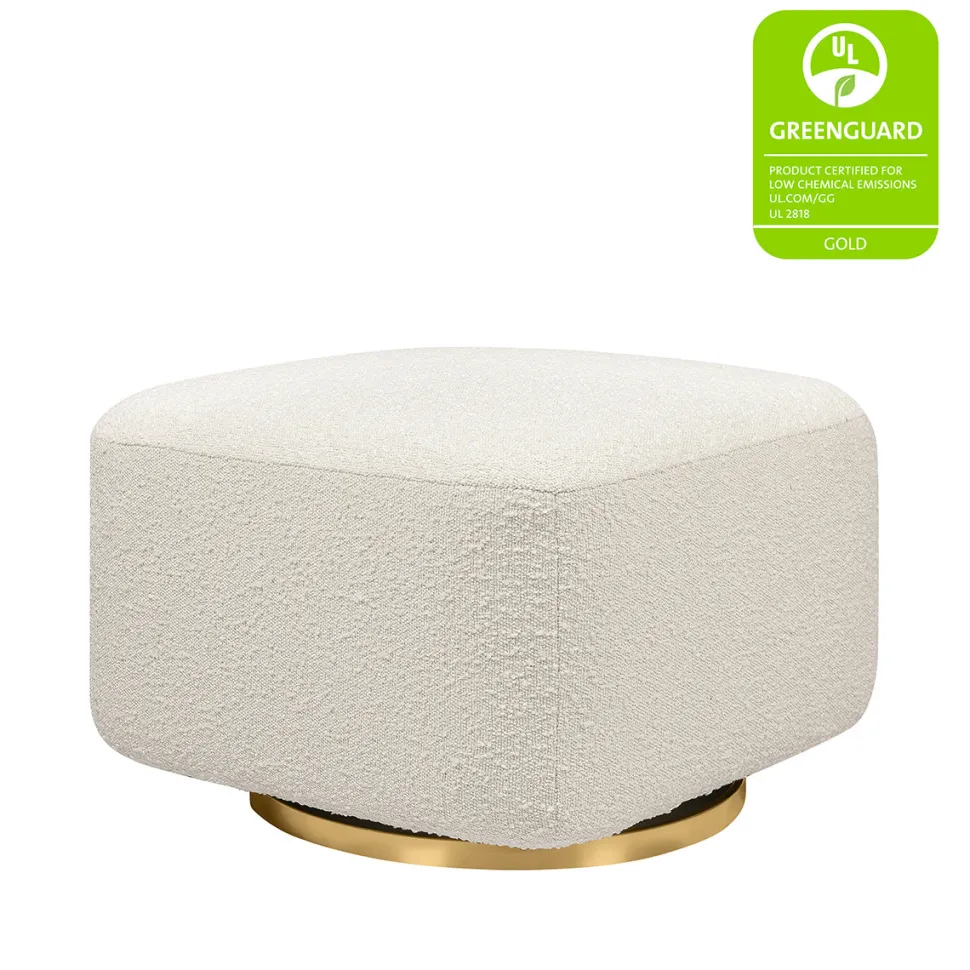 Babyletto Kiwi Gliding Ottoman - Ivory Boucle w/ Gold Base